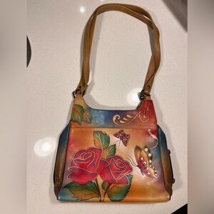 Anuschka Hand Painted Leather Hobo Bag